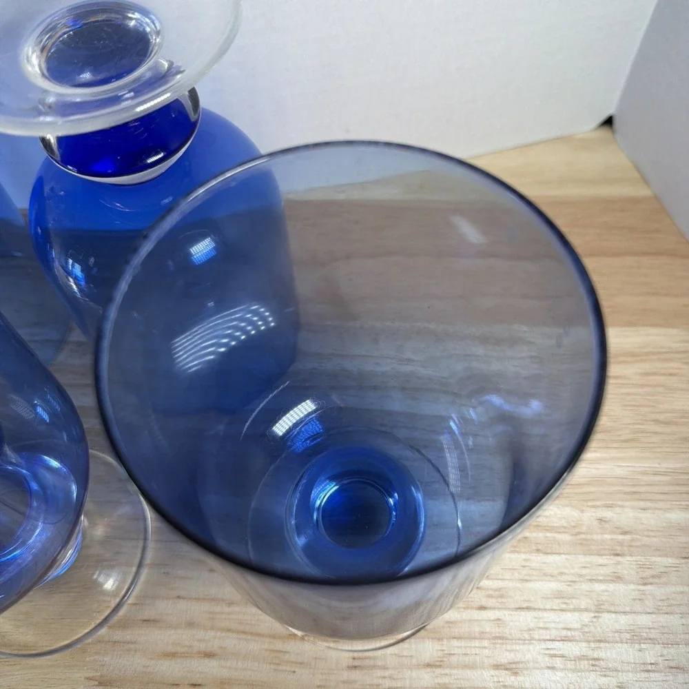 Dansk Genna Azure Blue Iced Tea Glasses Set Of 6 Modern Stemware